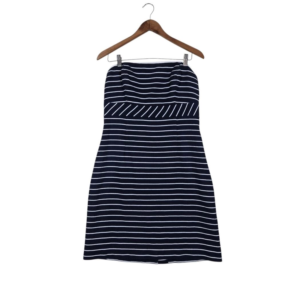 Vineyard Vines Strapless Dress 12 Navy White Stripe Dress Nautical STRAPS MISSIN
